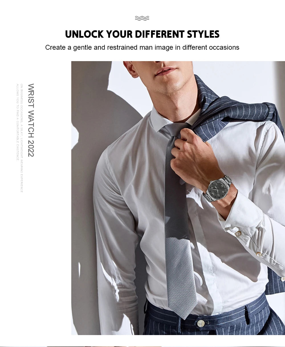 CRRJU Orologi Da Uomo Nuovi Casual Business Cinturino In Acciaio Inox Quarzo Con Data Lancette Luminose