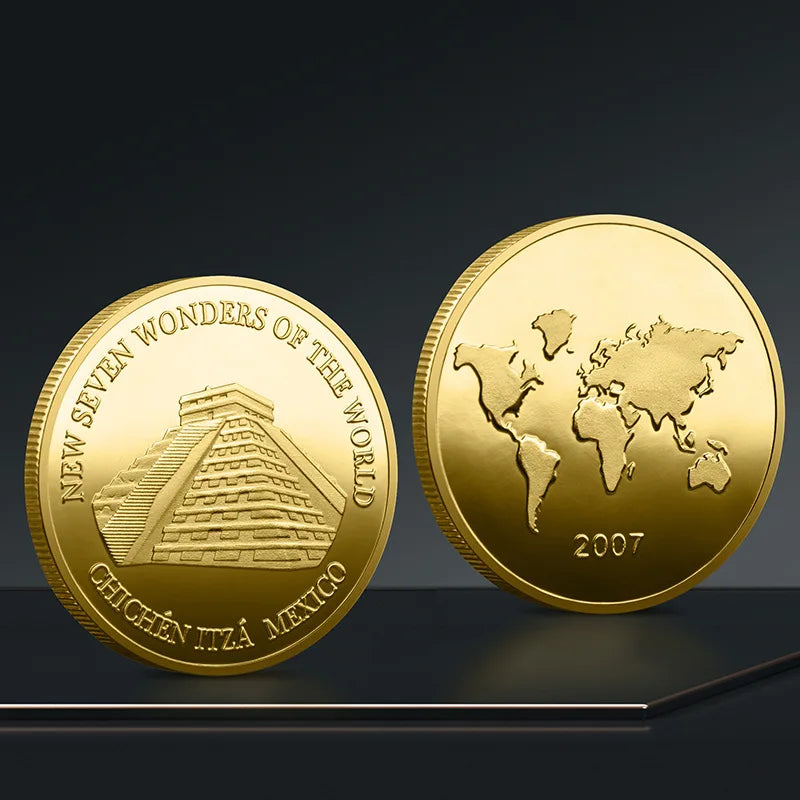 Set Di 7 Monete Placcate Oro E Argento Sette Meraviglie Del Mondo Collezione Commemorativa Viaggi