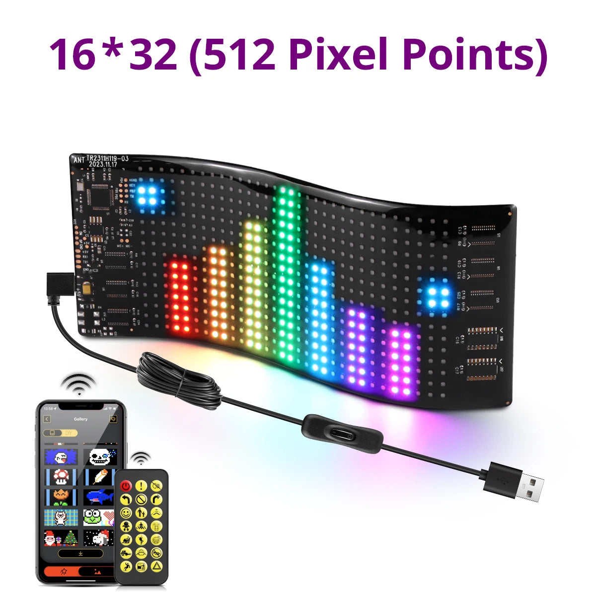 Pannello Pixel A Matrice 16x96 LED Per Insegne Pubblicitarie Scorrimento Luci Controllo App Bluetooth USB 5V