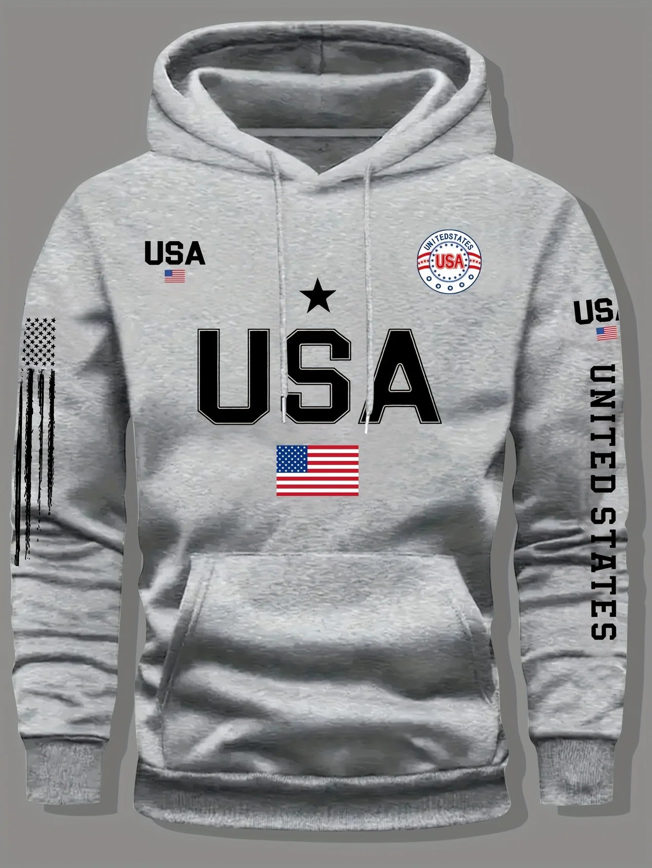 Felpa Con Cappuccio In Pile Con Motivo Bandiera USA Unisex Pullover Casual Con Scritte Estate Unite Per Studenti