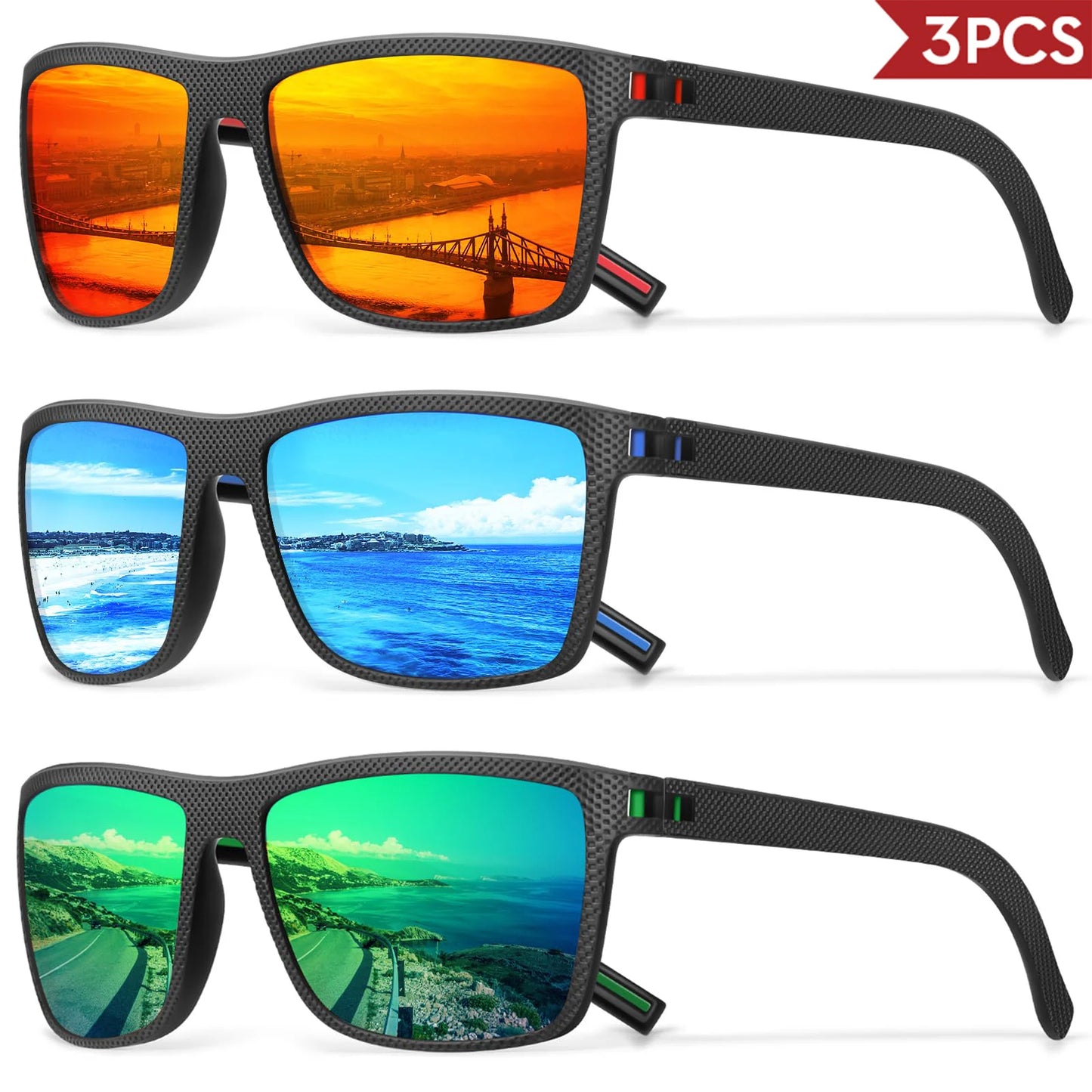 Confezione Occhiali Da Sole Polarizzati Colorati Unisex Con Scatola Di Design UV400 Per Guida Pesca E Sport All Aperto