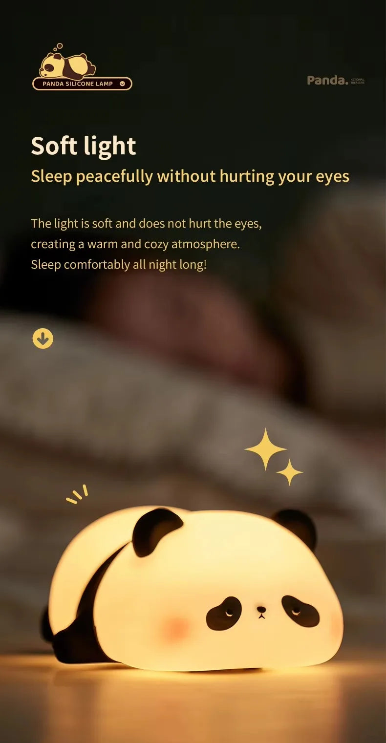 Lampada Notturna Panda Ricaricabile con Sensore Touch Silicone Dimmerabile Led per Comodino per Bambini Regalo