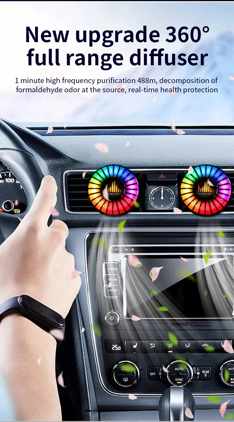Lampada Ritmica Musicale Auto Deodorante Ambienti RGB LED Suono Controllo Musica Atmosfera Luci 256 Colori