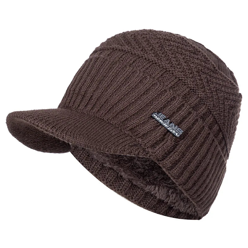 Cappello In Lana Per Uomo Autunno Inverno Lavorato A Maglia Con Visiera Imbottita Caldo E Confortevole