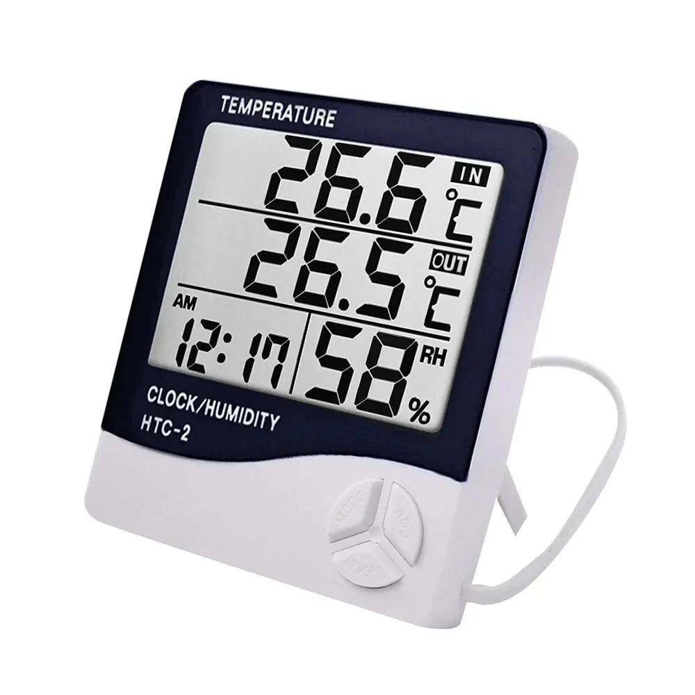 Stazione Meteorologica Con Display LCD Digitale Temperatura Umidità Interni Esterni Orologio HTC 1 2