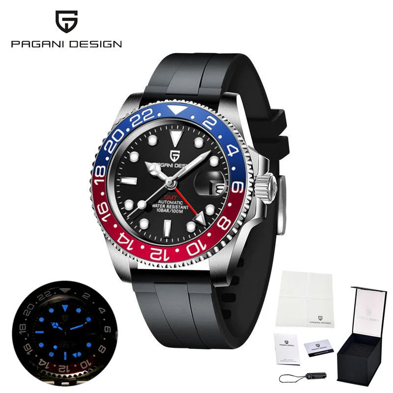Pagani Design Orologio Esterno Alta Gamma 8215 Meccanico Automatico Impermeabile Cinturino Gomma Luminoso Sportivo Uomo