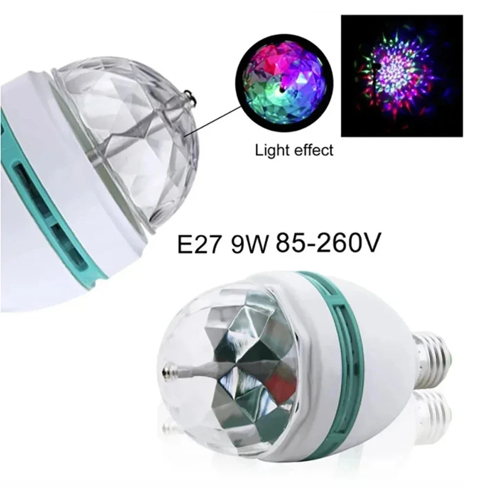 Lampada E27 Disco Rotante RGB LED Stroboscopica Per Festa Compleanno Club Bar KTV Halloween Natale Luce Cristallo