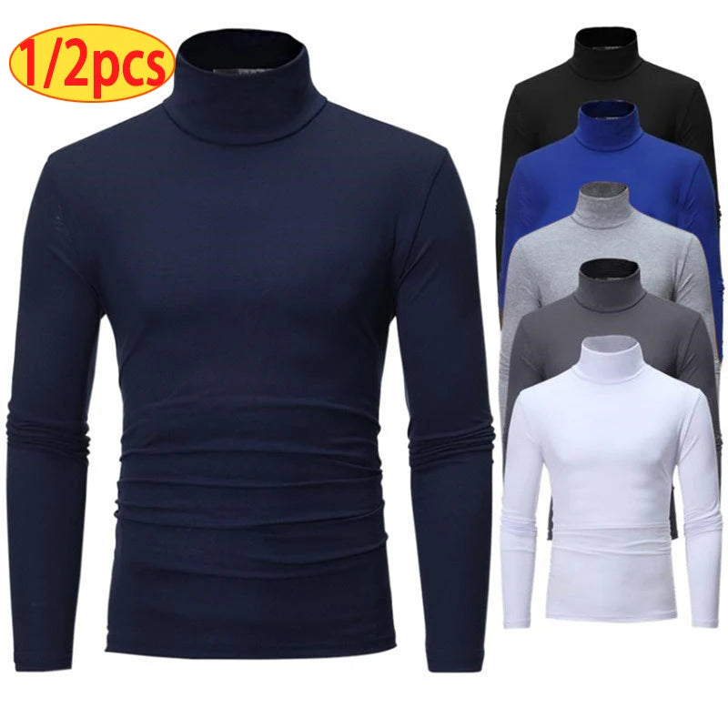 Uomo Dolcevita Autunno Inverno Slim Fit Collo Alto Alta Elasticità Manica Lunga Traspirante Maglieria Pullover