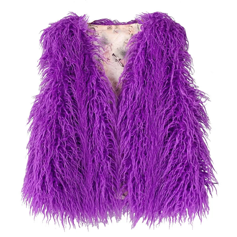 Gilet Di Pelliccia Sintetica Da Donna Lana Imitazione Caldo Senza Maniche Autunno Inverno 2025 Stile Elegante