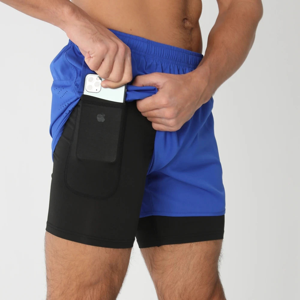 Pantaloncini Da Corsa Da Uomo 2 In 1 Palestra Asciugatura Rapida Pantaloni Corti Sportivi Estivi