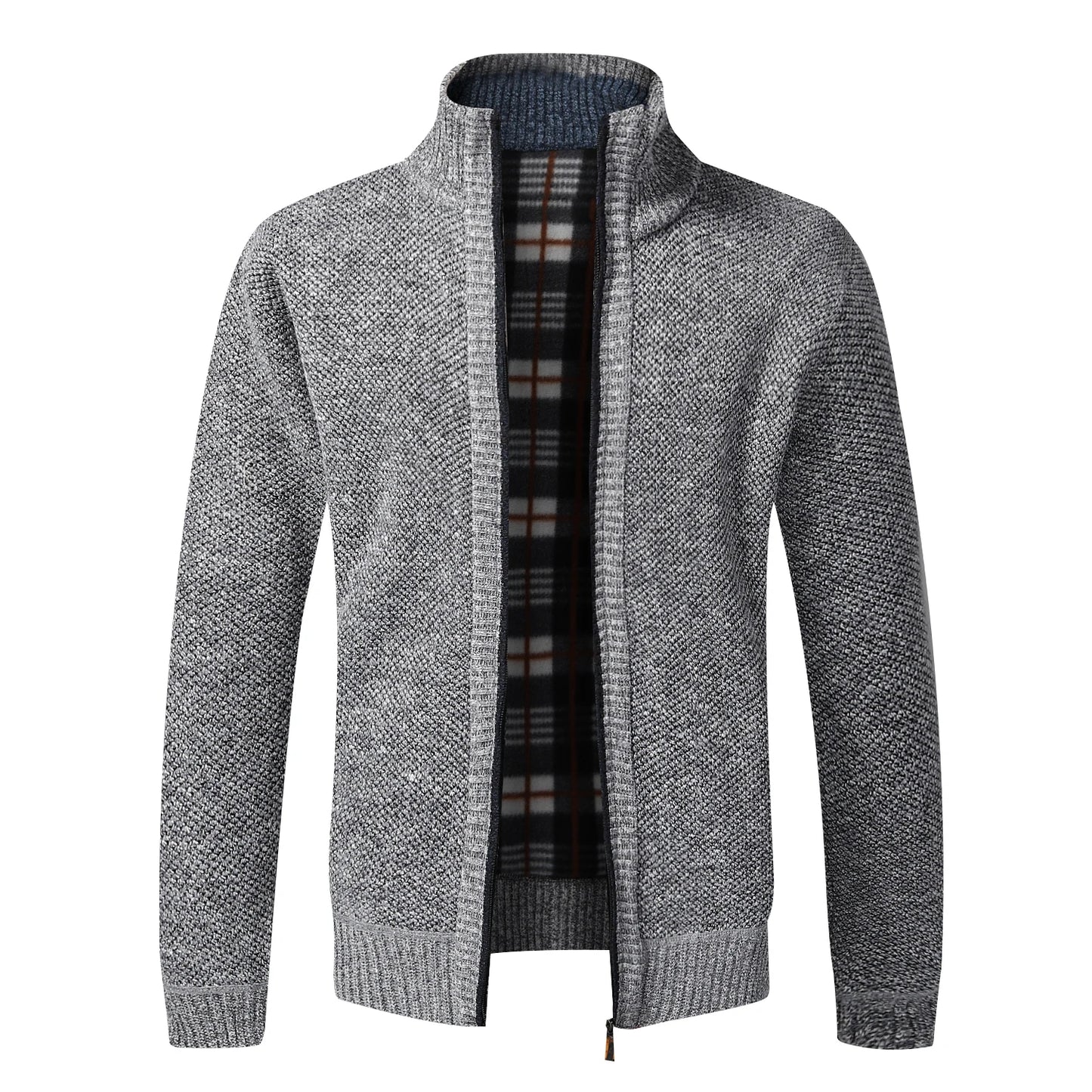 Cardigan Caldo Uomo In Pile Con Zip Slim Fit Lusso Lavorato A Maglia Per Autunno Inverno