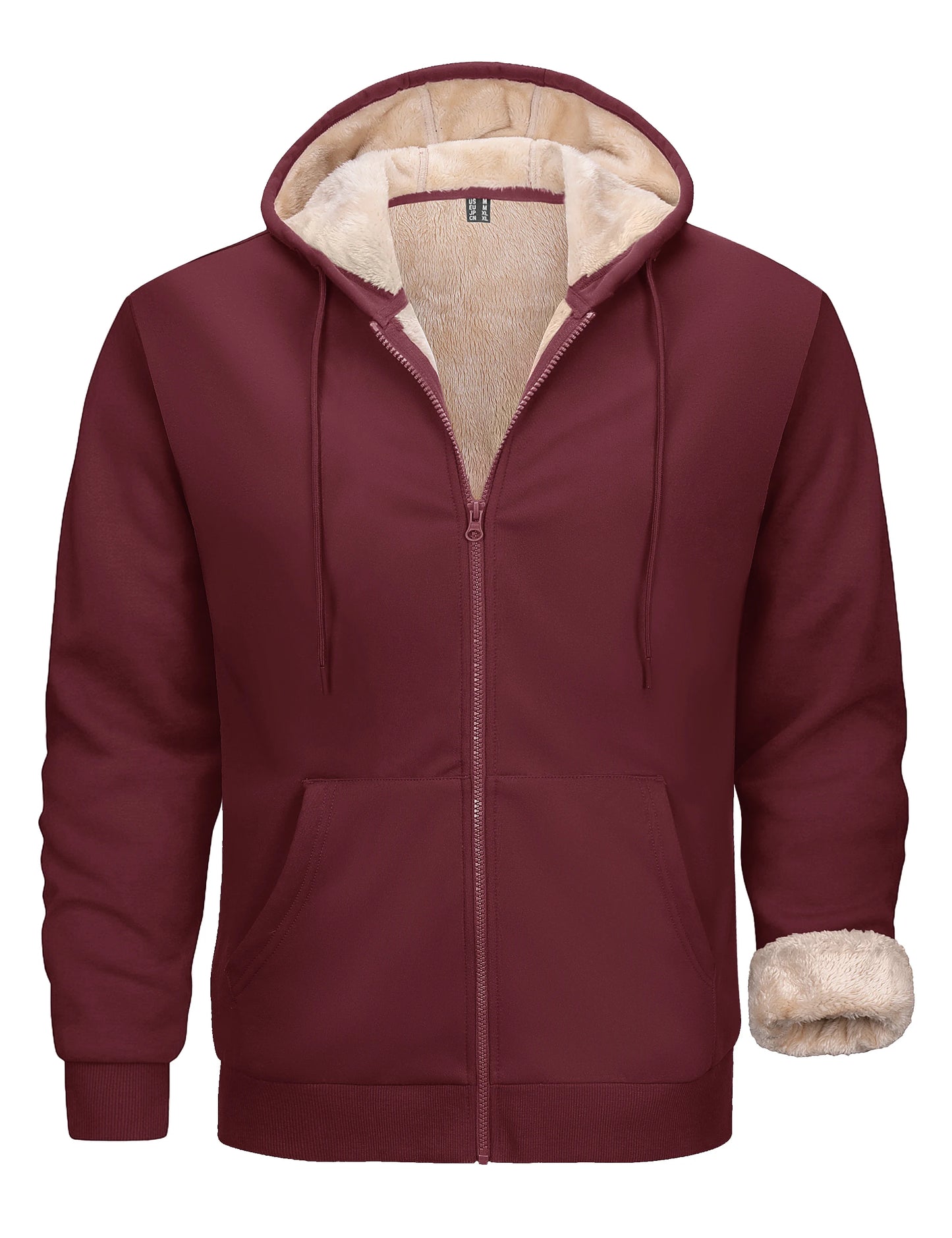 Tacvasen Felpa Con Cappuccio Da Uomo Zip Fodera Sherpa Invernale Pile Spesso Caldo Capispalla Casual