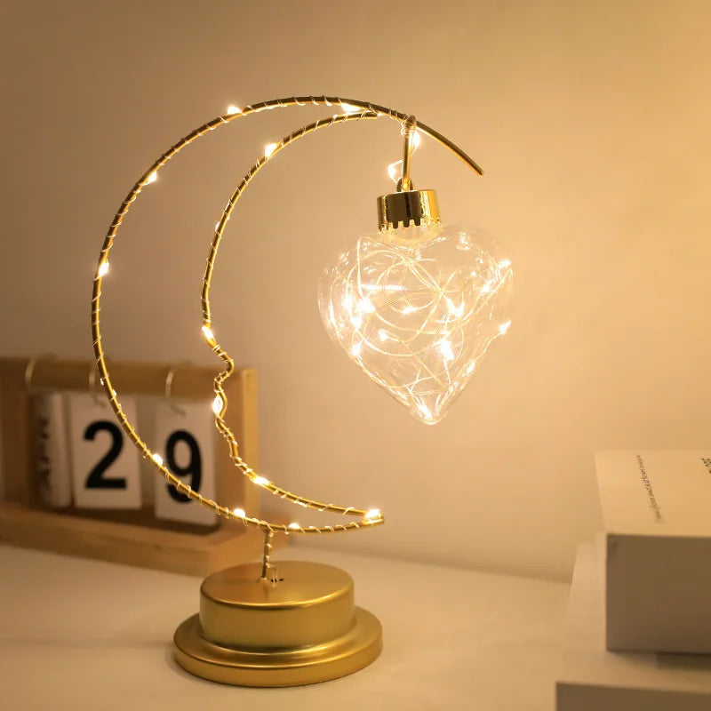 Luce LED a Forma di Luna Stella Lampada Da Notte Ferro Decorazione Interni Per Camerette Regalo Ideale