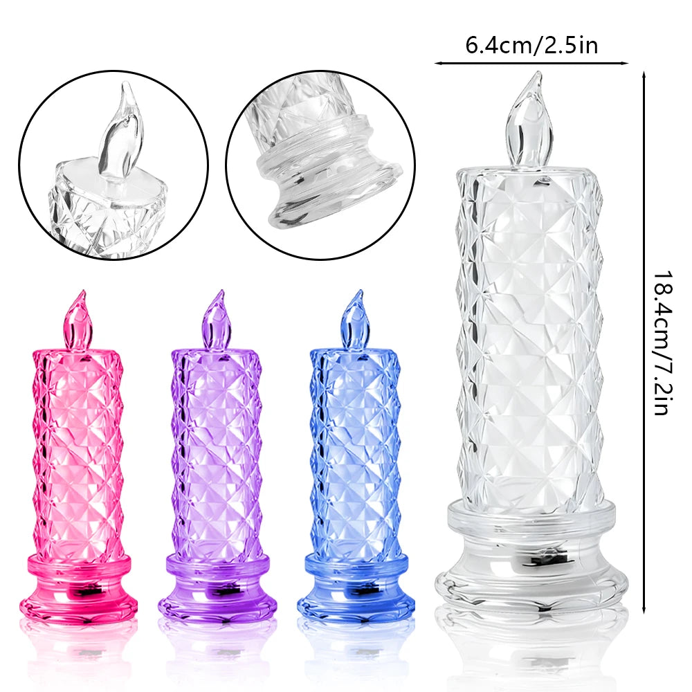 Candela LED In Acrilico Senza Fiamma Con Proiezione Rosa Notturna Romantica Per Feste Matrimonio E Decorazione Tavolo