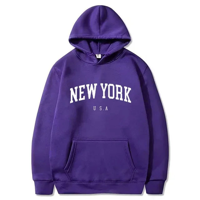 Felpe Con Cappuccio Uomo Donna New York City Stampe Lettere Grafica Casual Harajuku Pullover Abbigliamento Sportivo