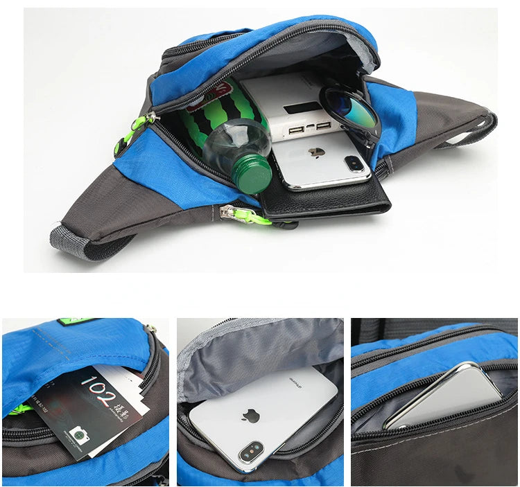 Marsupio da Viaggio Impermeabile con Cerniera Borsa a Tracolla per Sport all aperto Unisex Grande Capacità Regolabile