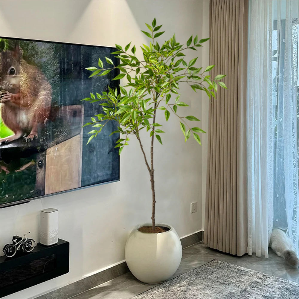 Piante Nandina Artificiali Alte 75-140 cm Con Rami Di Palma Tropicali Foglie Di Bambù Verdi Per Arredamento Ufficio