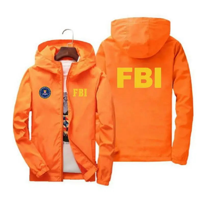 Nuova Giacca Uomo Sportiva Da Esterno Stampata FBI Alta Qualità Con Cappuccio Antivento Primaverile