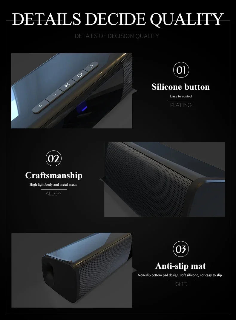 Barra Audio Portatile Potente Altoparlante Bluetooth Senza Fili Surround Stereo Per TV Subwoofer Radio FM Caixa De Som