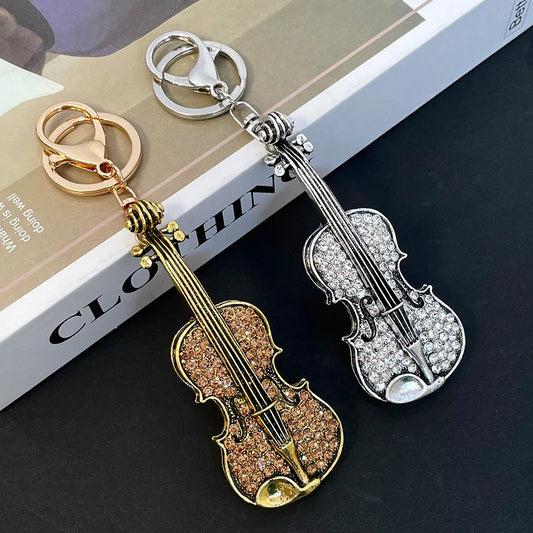 Portachiavi Vintage Violino e Chitarra Oro Argento Ciondolo Per Chiavi Per Borse da Donna Regalo Creativo