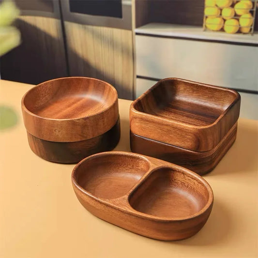 Vassoio per frutta in legno creativo in stile giapponese Piatto per snack per tè pomeridiano Ciotola in legno per la casa Vassoio per snack e noci premium Stoviglie in legno