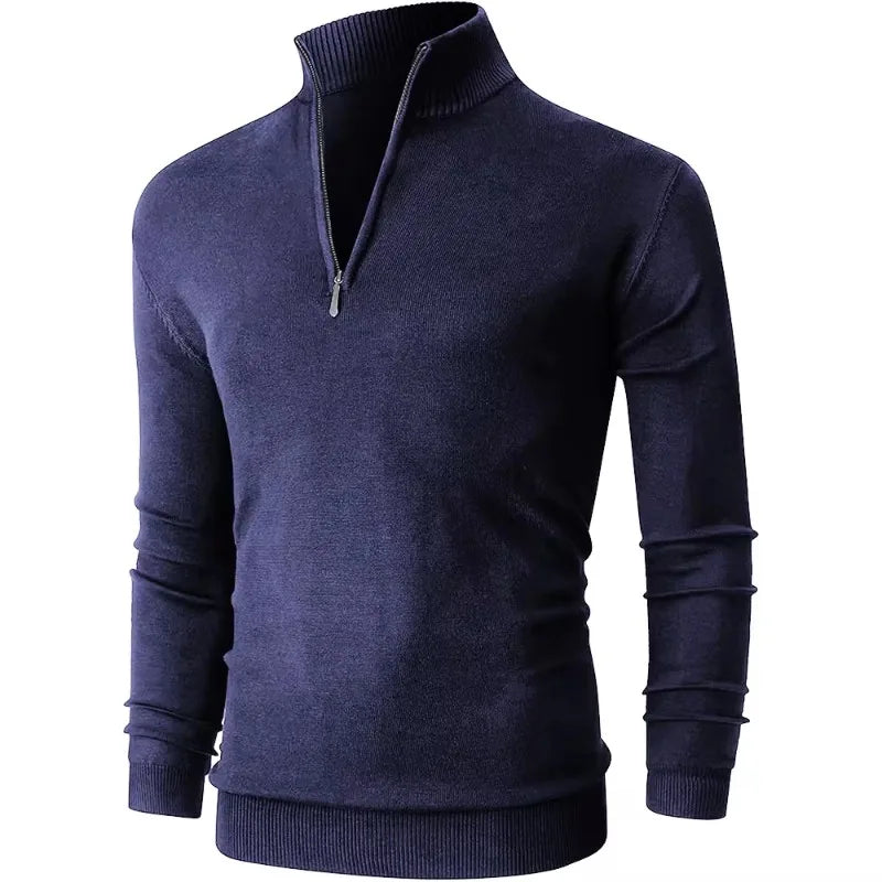Dolcevita Uomo Con Mezza Cerniera Caldo Inverno Streetwear Collo Alto Versatile Ufficio Tempo Libero