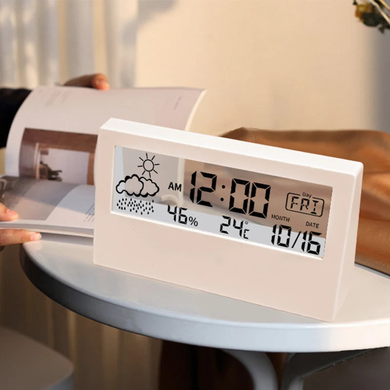 Stazione Meteorologica Domestica Multifunzionale Led Termometro Termoigrometro Orologio Elettronico Con Allarme