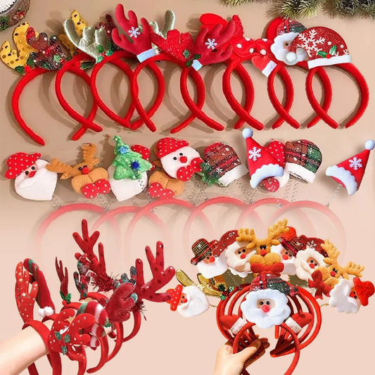 1-15 pezzi Fasce natalizie Pupazzo di neve Corna di renna Babbo Natale Design Fascia per capelli Accessori per capelli di Capodanno Regali di Natale Photo Booth