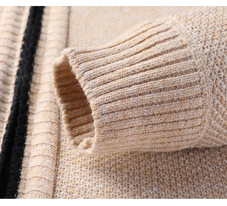 Maglione Lavorato A Maglia Con Colletto Rialzato Da Uomo Autunno Inverno Cardigan Slim In Tinta Unita Coreana