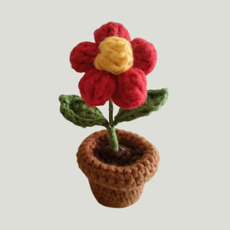 Fiore In Vaso Fai Da Te Rosa Mini Tessuti A Mano Per Scrivania Ufficio Decorazione Casa Filo Di Lana