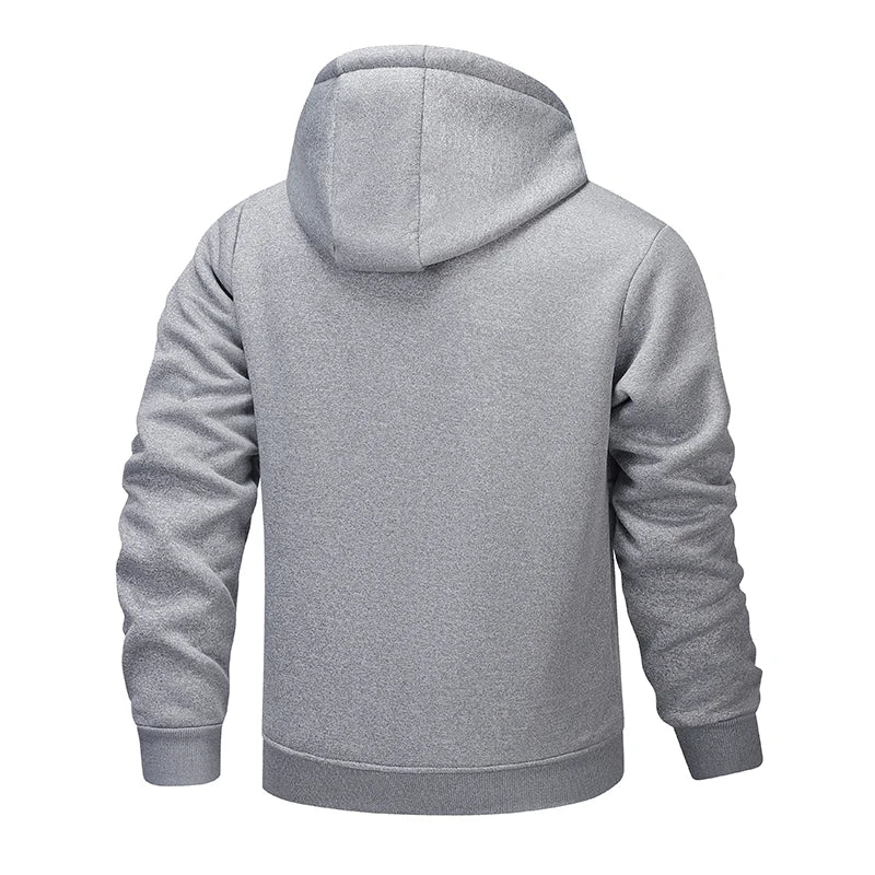 Felpa Con Cappuccio Invernale In Lana Di Agnello Con Zip Da Uomo Giacca Foderata In Pile Caldo E Spesso