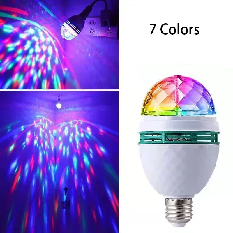 Lampada E27 Disco Rotante RGB LED Stroboscopica Per Festa Compleanno Club Bar KTV Halloween Natale Luce Cristallo