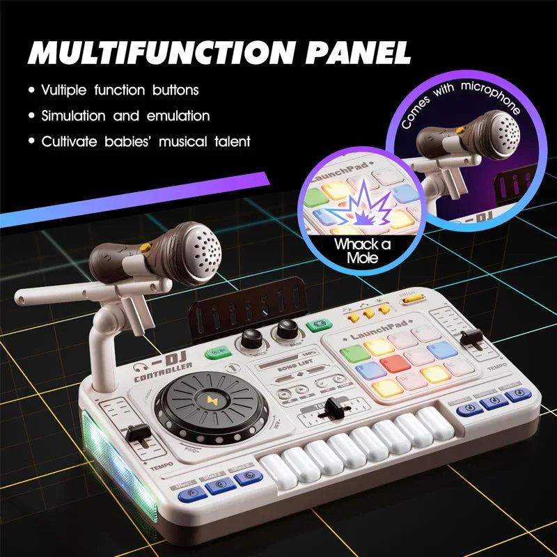 Simulazione per Bambini Mixer DJ Controller Giocattolo Tastiera Elettronica Apprendimento Regalo