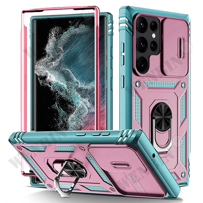 Custodia Resistente Con Cavalletto 360 Gradi Per Samsung S26 Ultra S25 S24 S23 Plus 5G Con Fotocamera Esterna