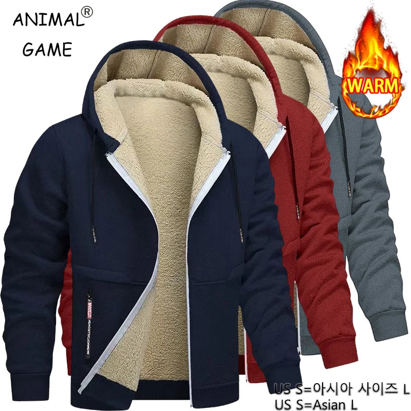 Felpa con Cappuccio da Uomo Animal Game in Pile Sherpa Calore Massimo e Morbida per Inverno