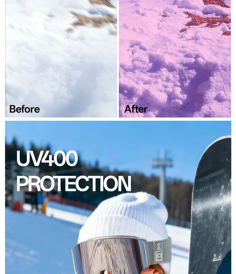 Kapvoe Occhiali Da Neve Magnetici Flip Over Fotocromatici UV400 Antinebbia Uomo Donna TPU Lenti In Policarbonato