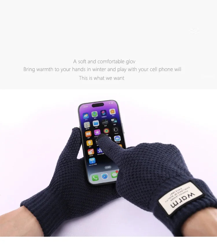 Guanti Invernali Da Uomo In Maglia Touch Screen Alta Qualità Lana Calda E Cashmere Autunno