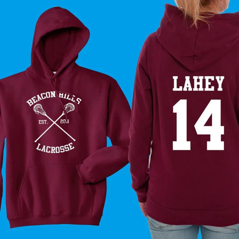Felpa Con Cappuccio Teen Wolf Beacon Hills Lacrosse Stampa Retro Stilinski Lahey McCall Hale