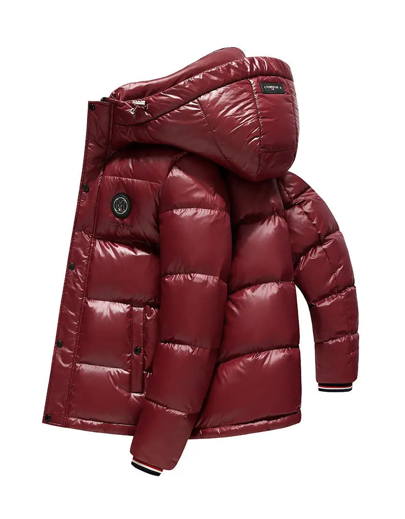 Piumino Da Uomo 2025 Inverno Con Cappuccio E Cerniera D Anatra Bianco Caldo Alla Moda Da Esterno Casual