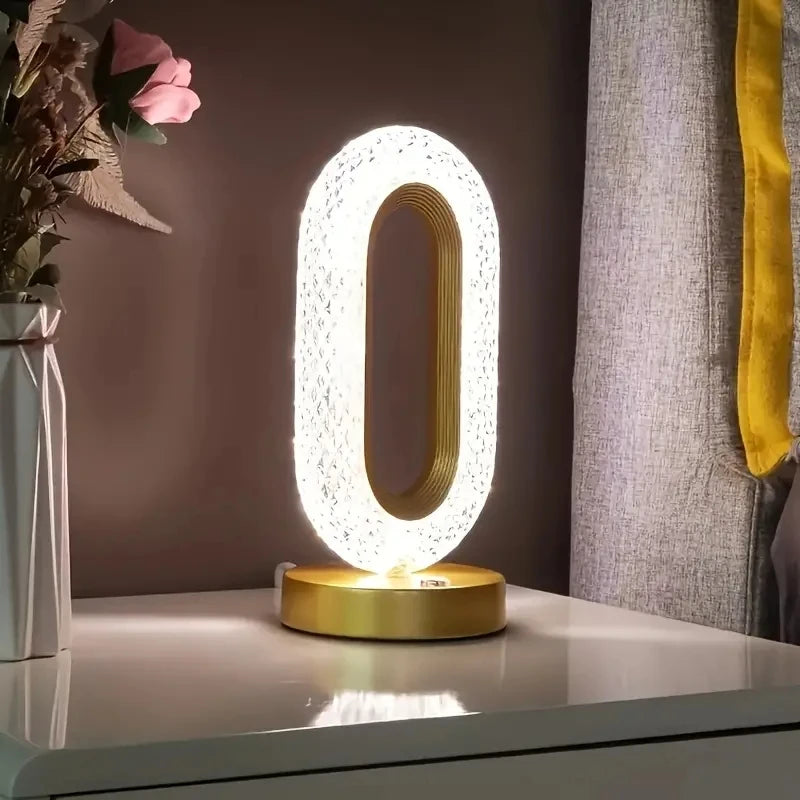 Lampada Da Tavolo Ovale Lusso Cristallo Con Ricarica Usb Per Ufficio Decorativa Notturna Da Comodino Bedro