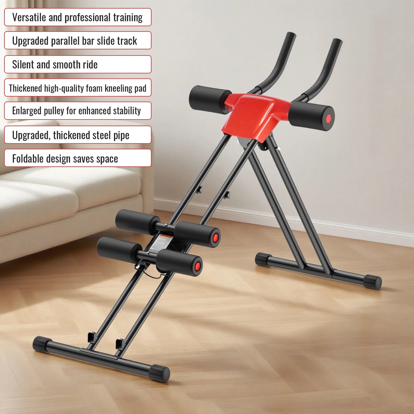Allenatore Addominale Compatto HGTUGO a 5 Livelli Regolabili Antiscivolo Ergonomico per Allenamento a Casa