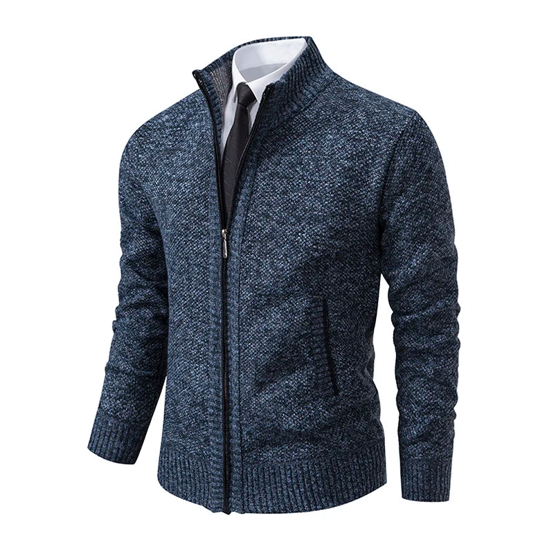 Cappotto Sportivo Casual Da Uomo In Jersey Autunno Inverno Con Colletto Alla Coreana E Cerniera Frontale In Pile