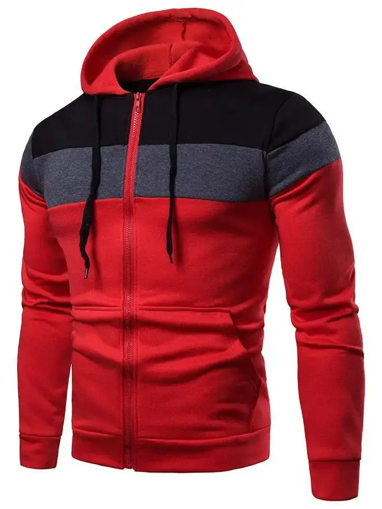 Felpa Con Cappuccio Color Block Zip Da Uomo Raglan Maniche Autunno Inverno Durevole Elegante Casual