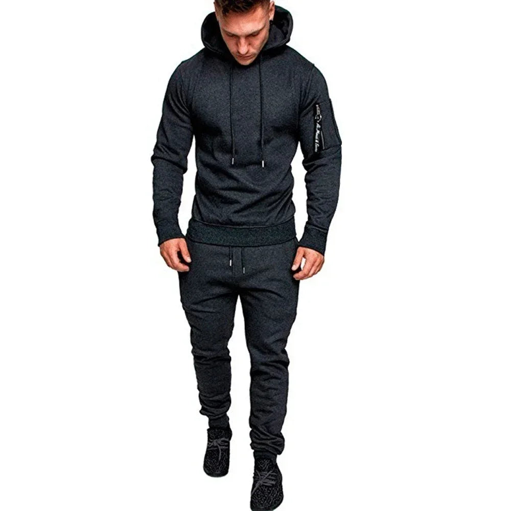 Set Abbigliamento Sportivo Da Uomo Due Pezzi Felpa Con Cappuccio Tattico Militare Pantaloni Traspirante Caldo Jogging