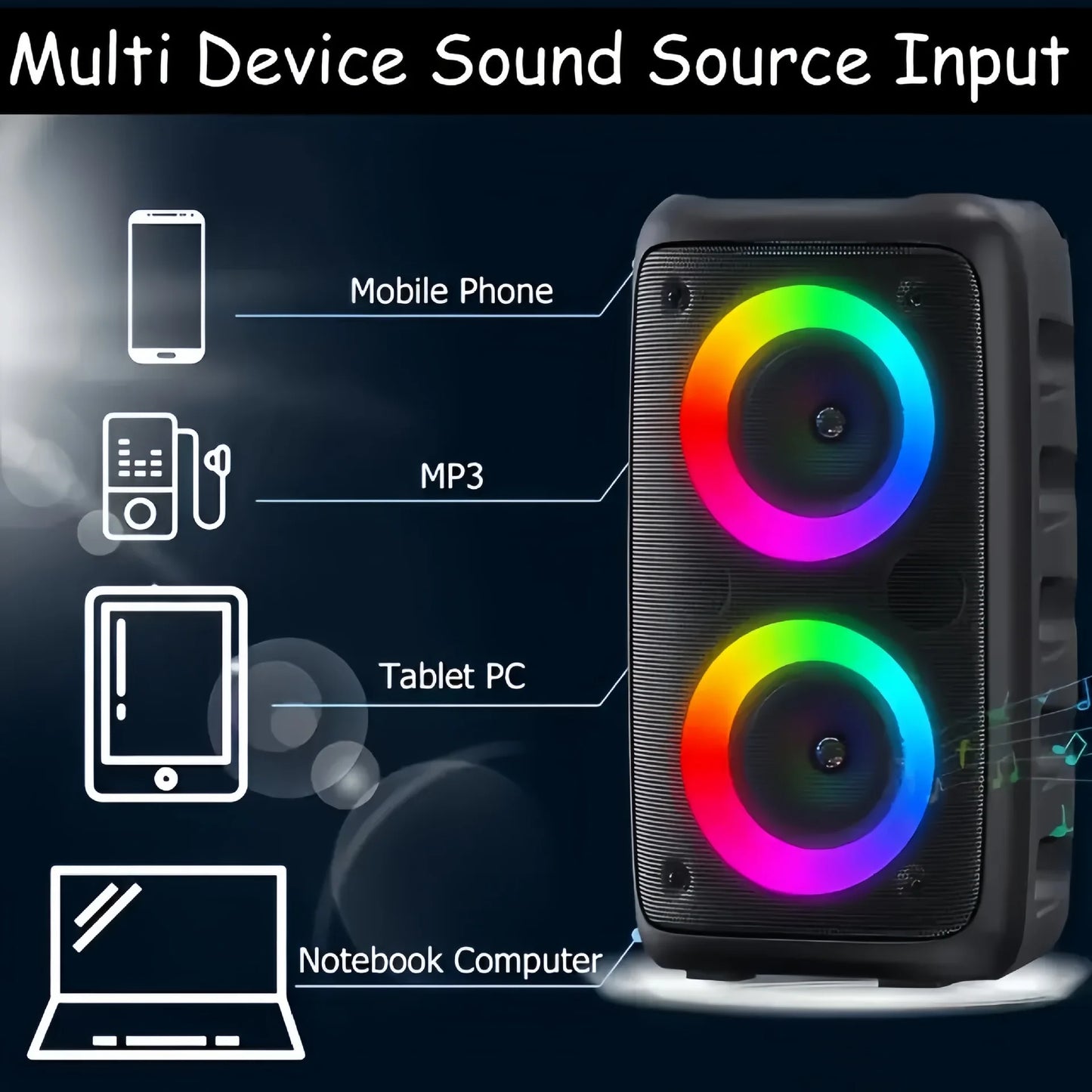 Karaoke Radio FM Altoparlante Bluetooth Portatile Con Microfono Lampada Led Subwoofer TWS Per Musica Casa Auto Viaggi