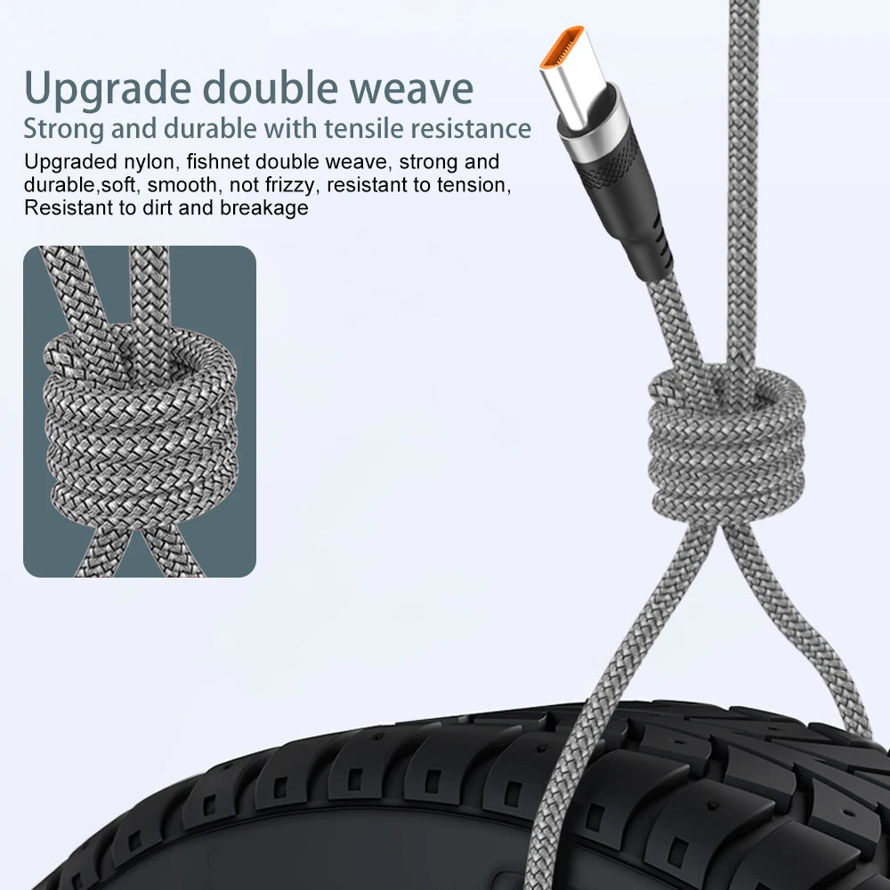 Cavo di Ricarica USB Tipo C 6A Esteso 1m 2m 3m 5m 8m Compatibile con Huawei Xiaomi OnePlus Oppo Vivo Treccia Durevole