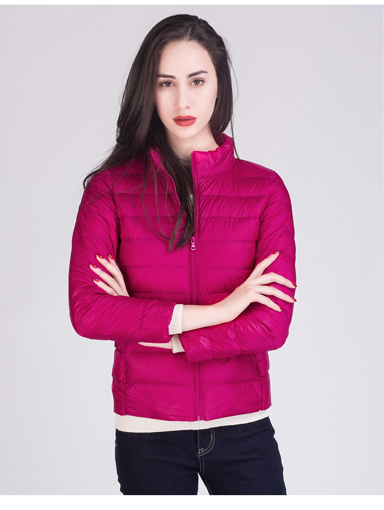 Cappotto Imbottito Femminile Ultraleggero Ripiegabile Collo Alla Coreana Slim Fit Da Ufficio 2023 Nuovi Arrivi