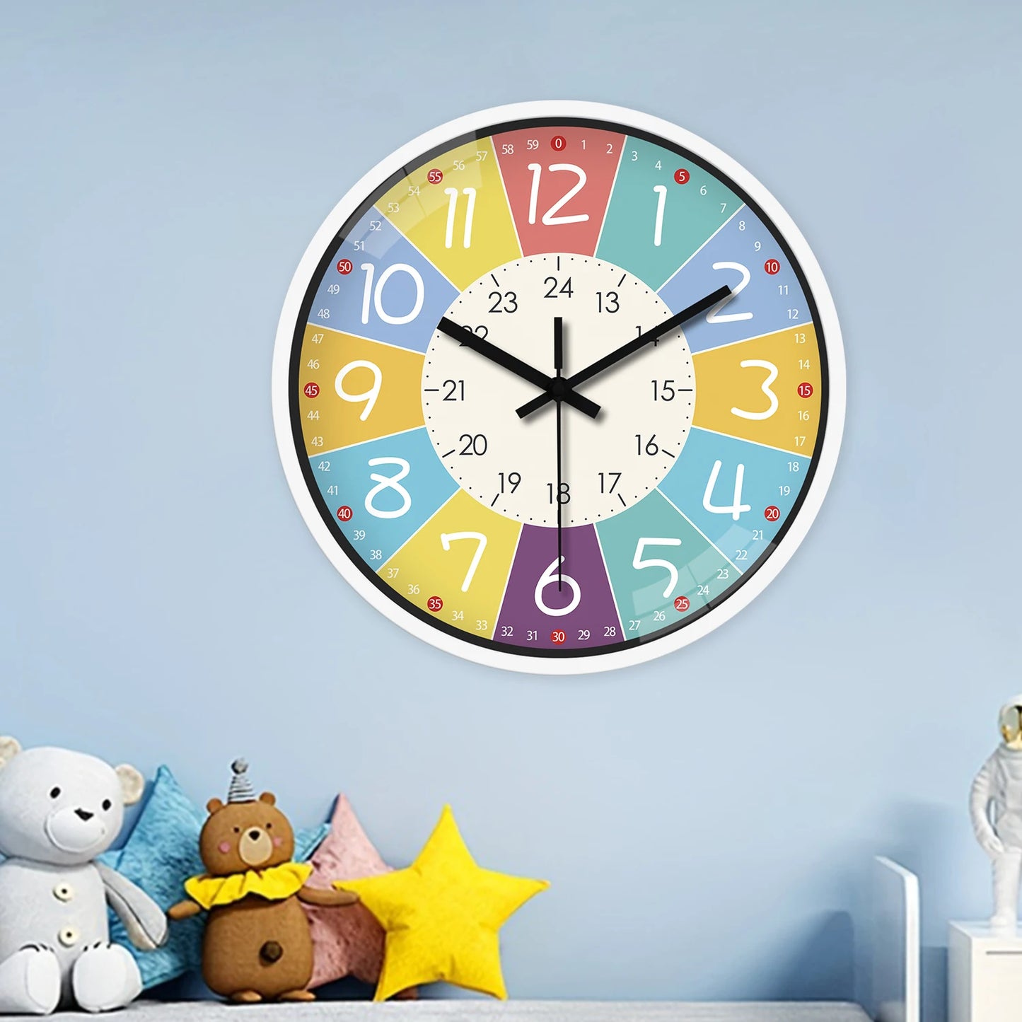 Orologio Da Parete Rotondo Da 8 Pollici Silenzioso Design Moderno Per Bambini Accessori Decorativi