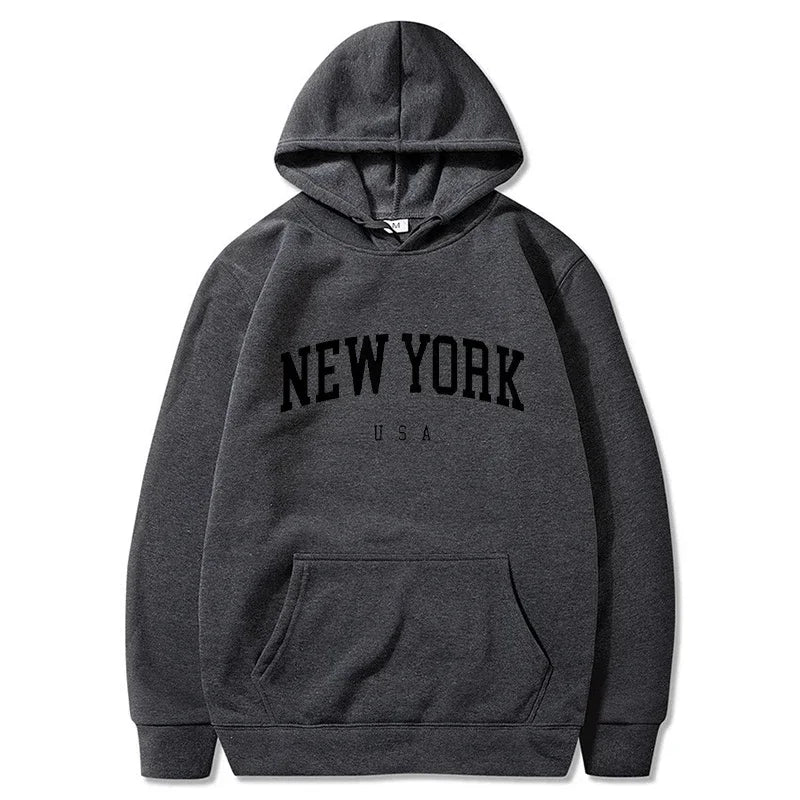 Felpe Con Cappuccio Uomo Donna New York City Stampe Lettere Grafica Casual Harajuku Pullover Abbigliamento Sportivo