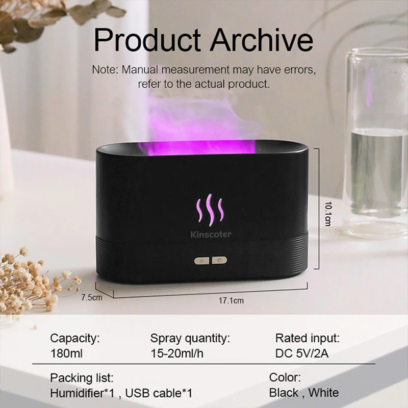 Kinscoter Diffusore Aroma Umidificatore Ultrasuoni Led Freddo Mist Maker Olio Essenziale 180ml Per Ambienti 11 20 m2